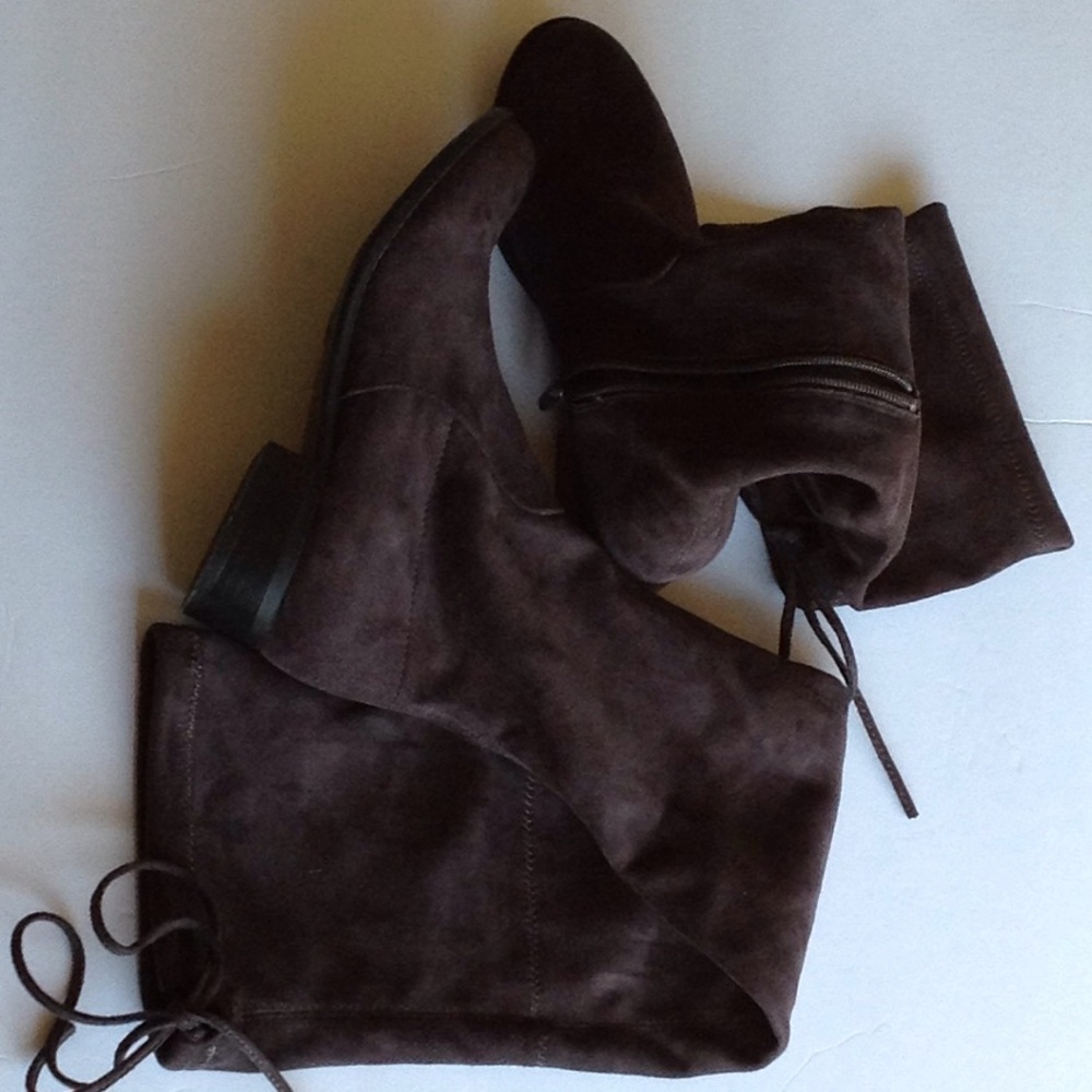 Brown Suede Style Thigh High Boots Size 6